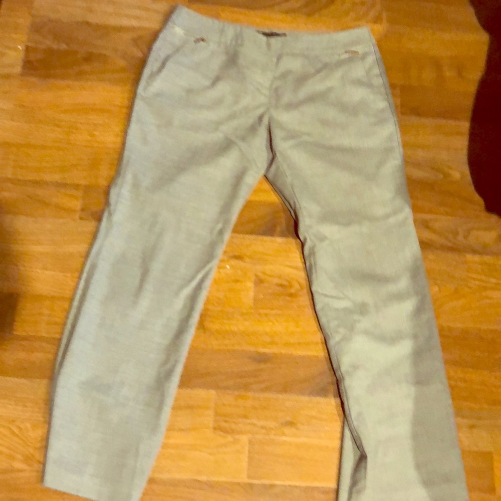 Light Gray Pant with Zipper Detail.
